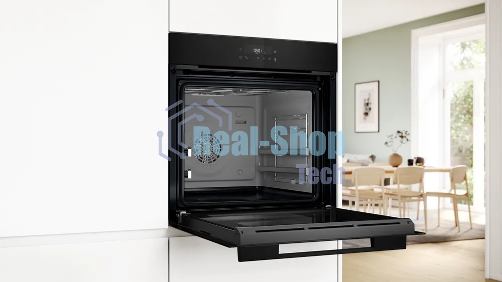 Электрический духовой шкаф Bosch HJG852YB0T Serie 6, 60 см, 66 л, черный,сенсорное управление, 8 режимов+AutoPilot 30(30 автоматических программ), LCD-дисплей, галогенное освещение, самоочистка EcoClean,Soft Open and Soft Close door,телескопические направляющие на 2 уровнях