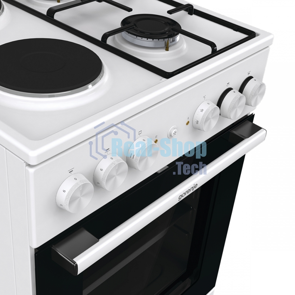 Плита комбинированная Gorenje GK5A12WG белый, конфорок 2 газовых и 2 электрических, духовка 68 л, 50 см x 85 см x 59.4 см