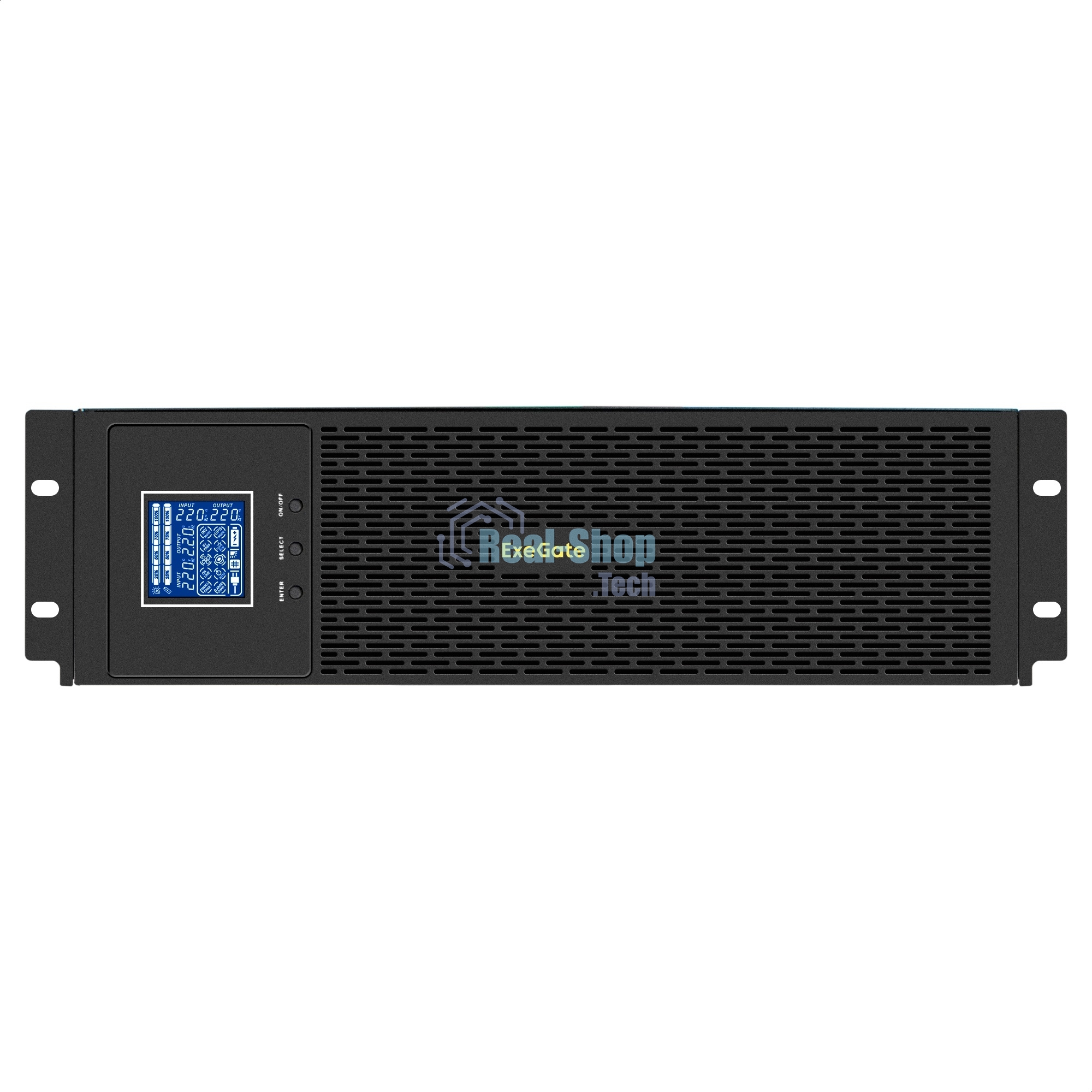 Источник бесперебойного питания Pure Sine Wave ExeGate SinePower UHB-5000.LCD.AVR.6C13.RJ.USB.3U (5000VA/4000W, LCD, AVR, 6*C13, RJ45/11, USB, возможность подключения до десяти внешних батарейных блоков 48В (поставляются отдельно), Rackmount 3U/Tower, металлический корпус, черный)