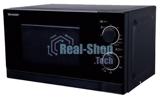 Микроволновая печь Sharp R-2000RK черный, 20 л, 800 Вт, переключатели - поворотный механизм