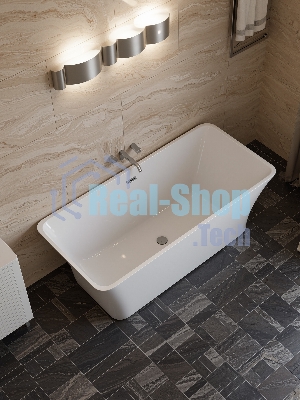 Ванна отдельностоящая акриловая BAU Pure 1500x750 белая, в комплекте со сливом-переливом
