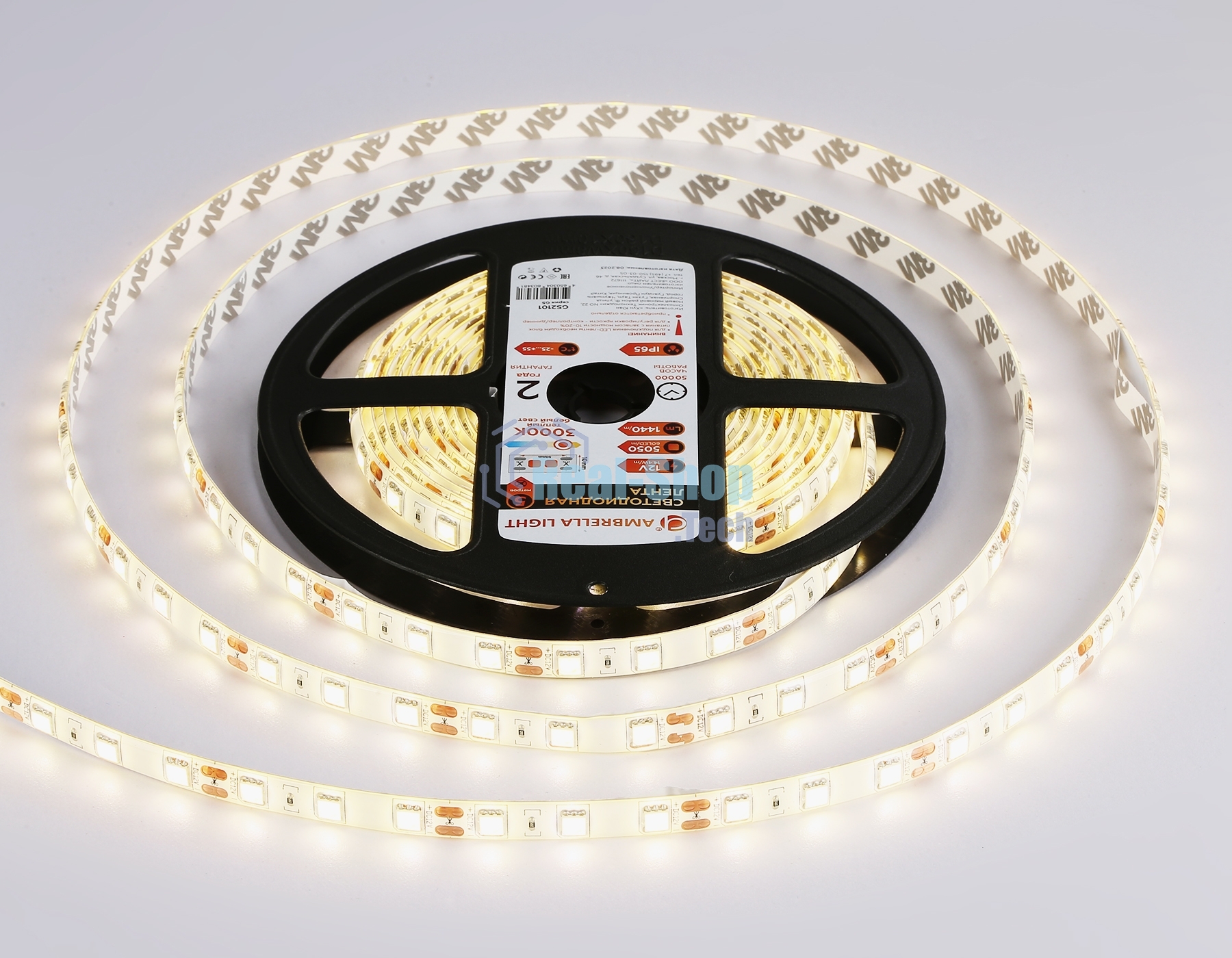 Светодиодная лента Ambrella light GS2101 5050 60Led/ 14.4W m/ 12V IP65 3000K/ 5000*10*2.87mm (2 конт.)