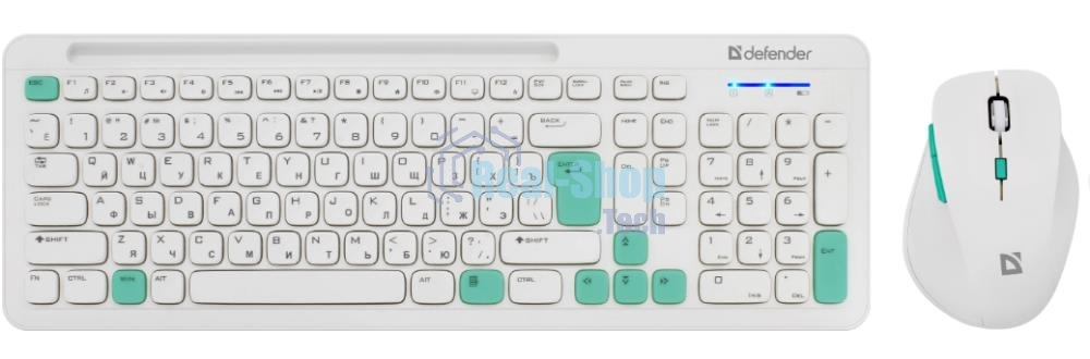 Комплект клавиатура+мышь Defender Cerrato C-978 беспроводной, USB, 1600 DPI, белый/голубой