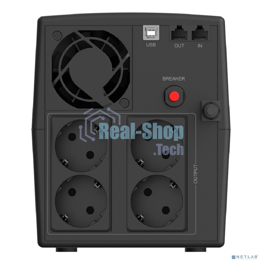 Источник бесперебойного питания CBR QTM-1500T-4F-LCUC Line Interactive 1500VA/900W 9Ah12V 4 x Shuko, HID-USB, RJ45/11