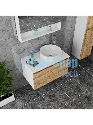 Комплект для ванной, 3 предмета (Тумба Bau Dream Blackwood 60, раковина BAU Dream круглая D41, смеситель для раковины высокий Hotel Still, нержавеющая сталь)