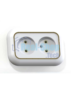 Розетка Кунцево-Электро 2-м СП Валентина 10А IP20 РС10-393 бел./зол.