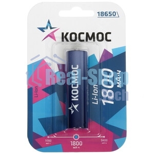 Аккумулятор Космос Li-ion 18650 1800 мАч без защиты (блист.1шт)