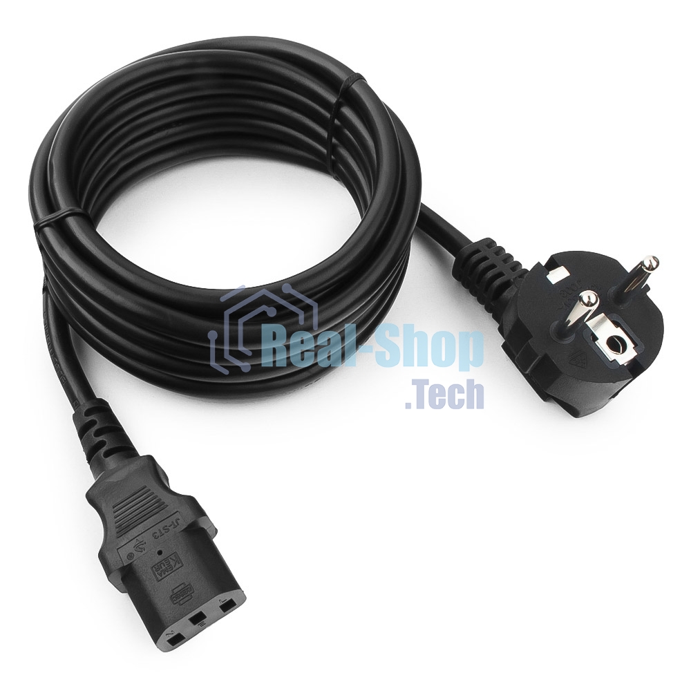 Кабель питания Cablexpert PC-186-1.5-3M, Schuko-C13, 3x1.5мм2, 10A, с заземлением, медь, 3м, черный, пакет