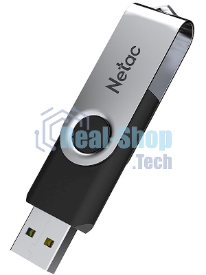 Флешка USB Netac U505 (NT03U505N-064G-20BK), 64Gb, USB 2.0, R/W 70/30, черный/серебристый