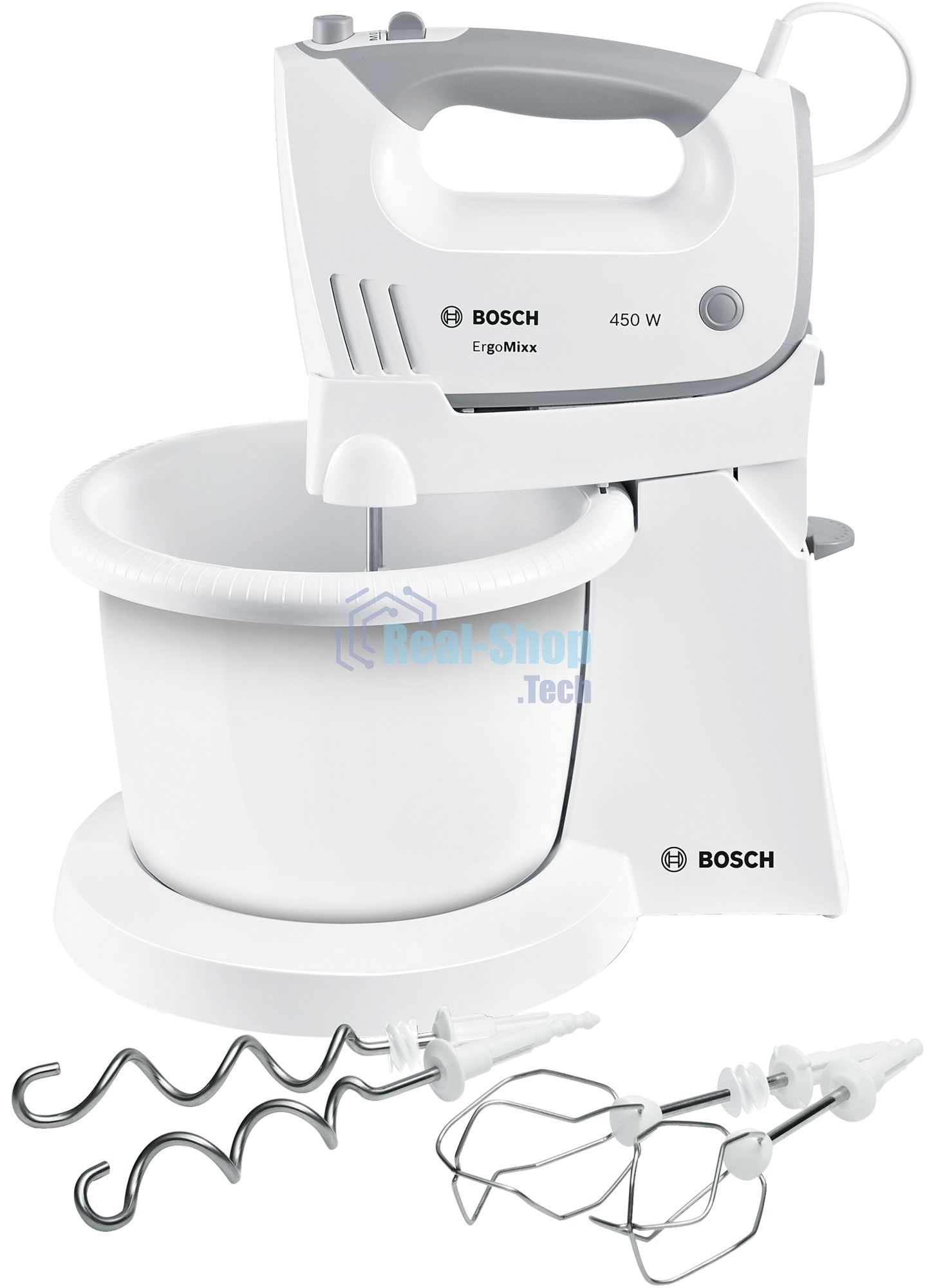 Миксер стационарный Bosch MFQ36460 450 Вт, белый/серый