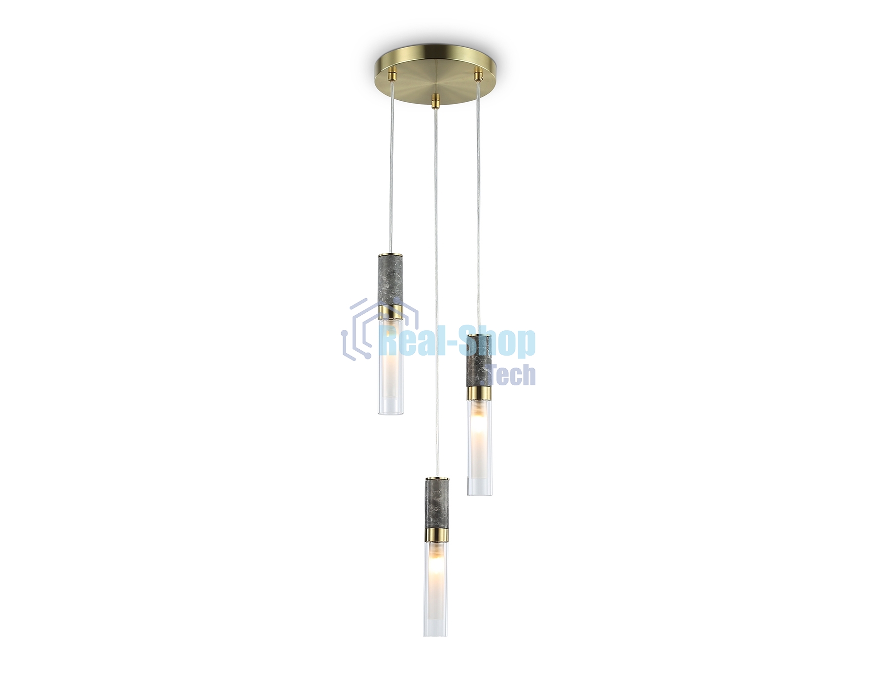 Подвесной светильник с мрамором LH53351/3 GD/CL/WH золото/прозрачный/белый G9*3 max 40W D200*2000