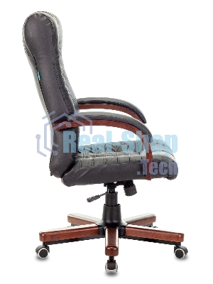 Кресло Бюрократ KB-10WALNUT/B/LEATH черный, кожа