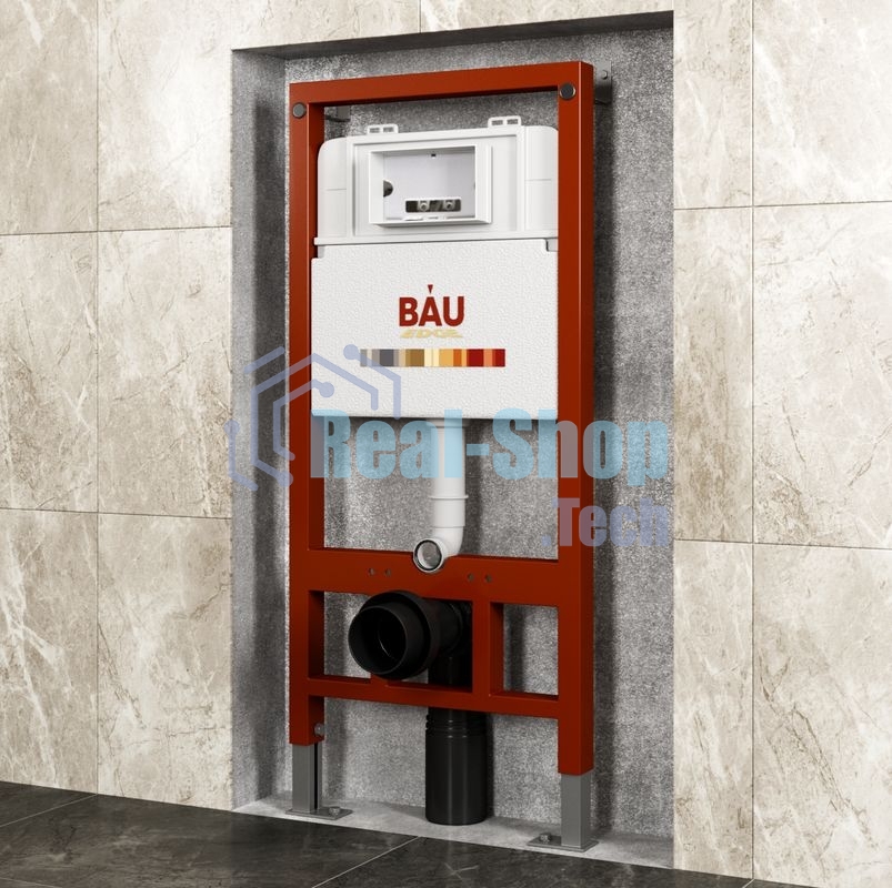 Комплект BAU 6 в 1: инсталляция BAU PRO, унитаз подвесной безободковый торнадо обратного потока Bau Dream 52х36 Hurricane-2, сиденье дюропласт микролифт, кнопка смыва Gun Grey, темно-серый металлик