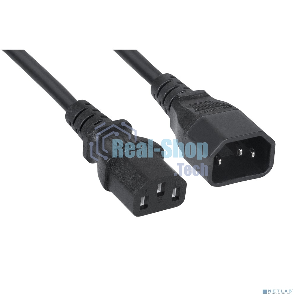 Кабель питания Cabeus PC-189-VDE-1.0-3M монитор-компьютер IEC 320 C13 - IEC 320 C14 (3x1.0), 3 м