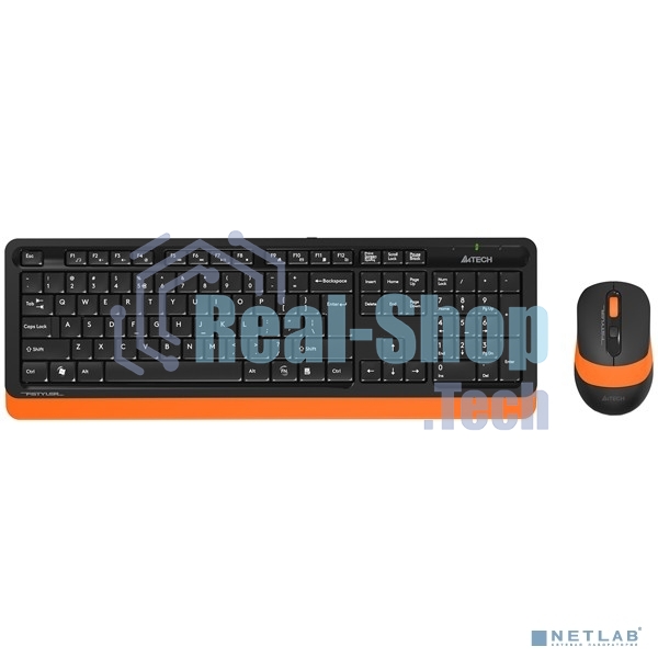 Комплект клавиатура+мышь A4Tech FStyler FG1010 беспроводной, USB, 2000 DPI, чёрный/оранжевый
