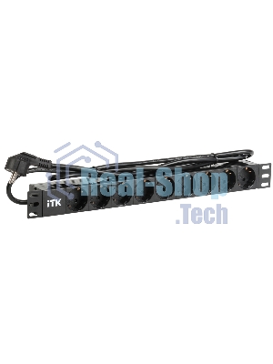 Блок ITK PDU 9 розеток DIN49440 (нем. cтанд.) 1U, шнур 2м вилка DIN49441 (нем. станд.), профиль из ПВХ, черный