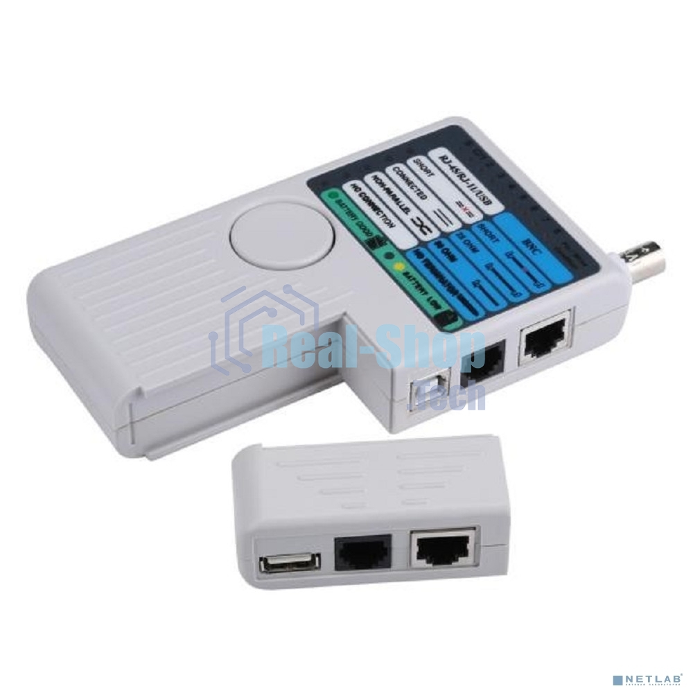 Тестер для витой пары ITK 4в1 RJ45/RJ11/BNC/USB с элем. пит.