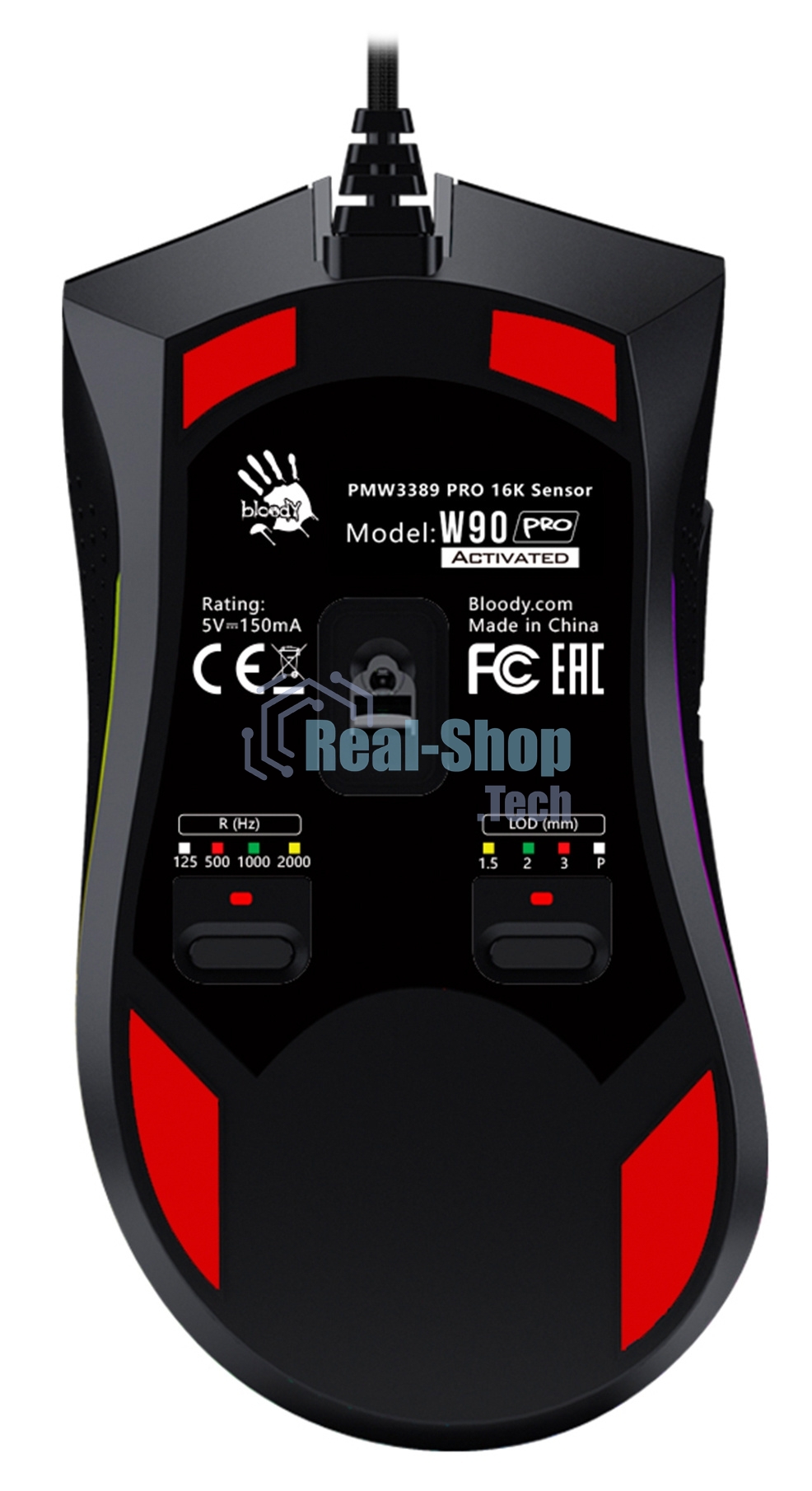 Мышь проводная A4Tech Bloody W90 Pro черный, 16000 dpi, USB, кнопки - 10