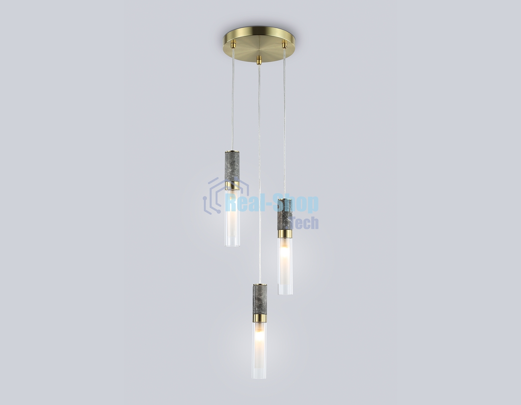 Подвесной светильник с мрамором LH53351/3 GD/CL/WH золото/прозрачный/белый G9*3 max 40W D200*2000