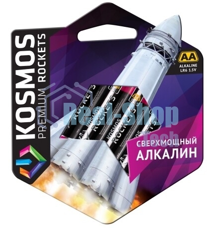 Элемент питания Космос алкалиновый LR6 KOSMOS premium ROCKETS (блист. 4шт)