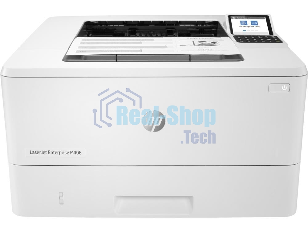 Принтер лазерный HP LaserJet Enterprise M406dn (3PZ15A), A4, ч/б, печ. до 40 стр/мин., 1200 x 1200 dpi, USB, RJ-45, Air Print, Mopria