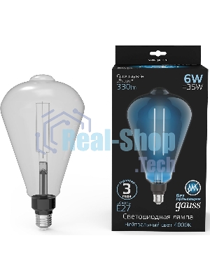 Лампа cветодиодная Gauss Filament ST164 6W 330lm 4000К Е27 gray straight LED