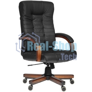 Кресло Бюрократ KB-10WALNUT/B/LEATH черный, кожа