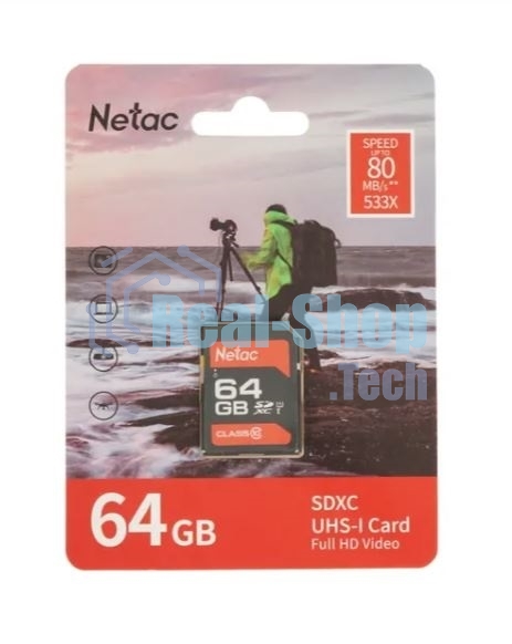 Флеш карта SDHC 64Gb Netac Class 10 UHS-I U1 P600 NT02P600STN-064G-R