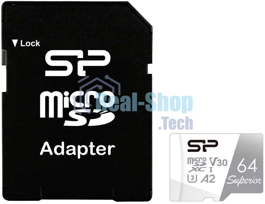 Флеш карта microSD 64Gb Silicon Power Superior Pro A2 microSDXC Class 10 UHS-I U3 Colorful 100/80 Mb/s (SD адаптер)