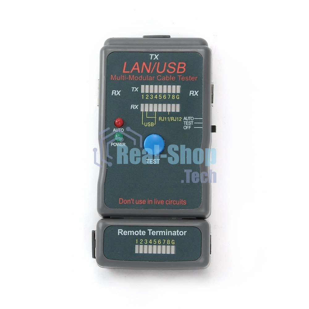 Тестер LAN Cablexpert NCT-2, 100/1000 Base-TX, для UTP, STP, RJ-11, USB-кабеля