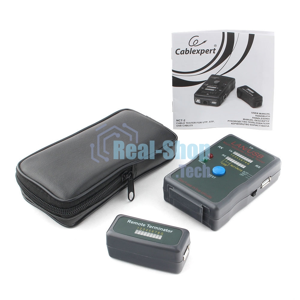 Тестер LAN Cablexpert NCT-2, 100/1000 Base-TX, для UTP, STP, RJ-11, USB-кабеля