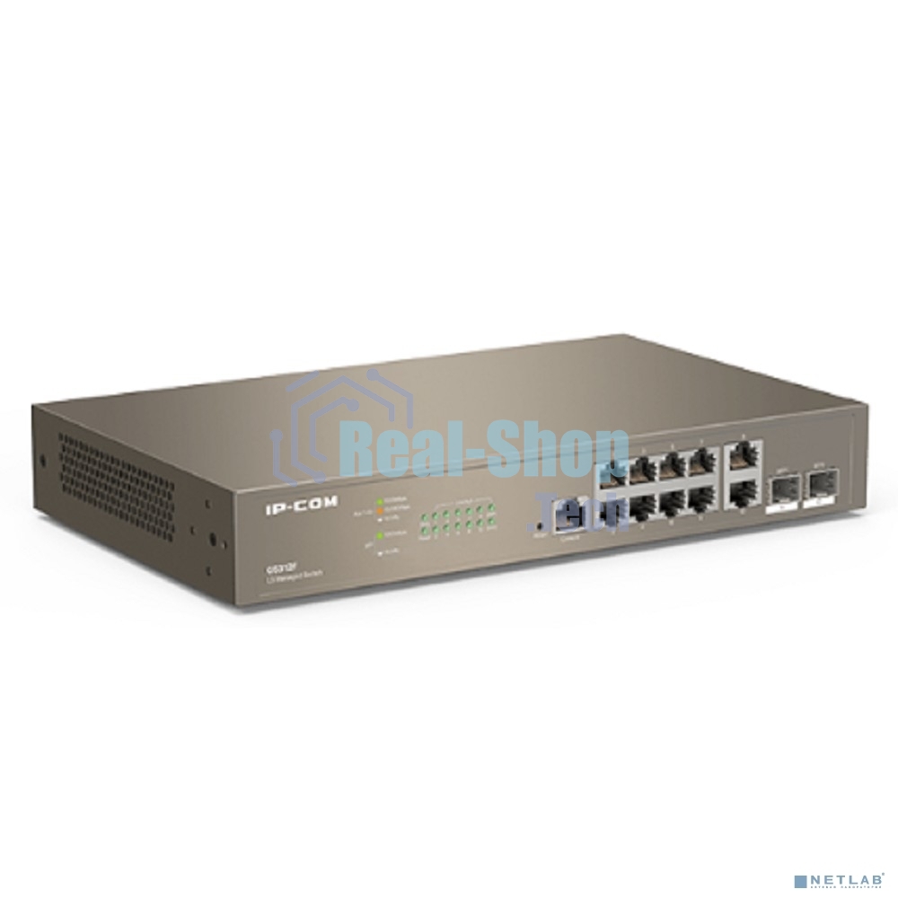 Коммутатор управляемый IP-COM G5312F L3, 12 портов, 10х1 Гбит/с, Base-X SFP 2х1 Гбит/с, настольный