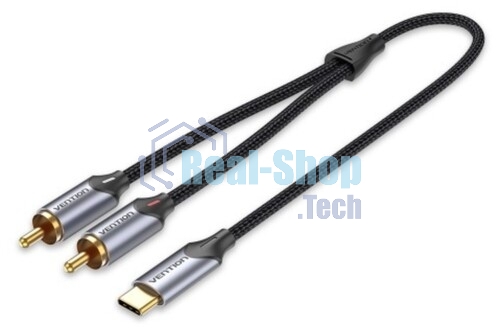 Переходник-разветвитель Vention гибкий USB-C M/2RCA M - 1.5м