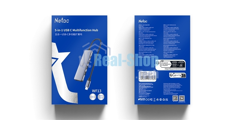 USB-концентратор Netac WF13, USB Type-C, USB/HDMI/USB Type-C, USB