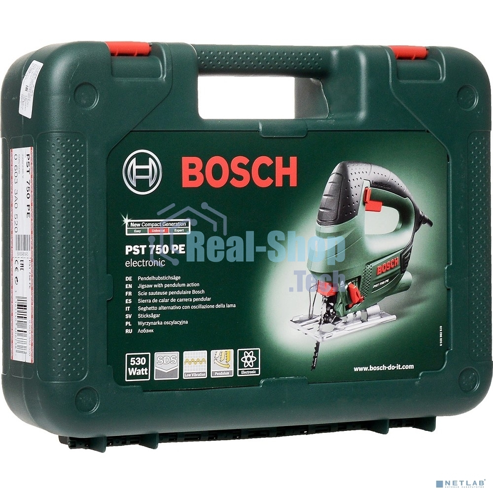 Лобзик электрический Bosch PST 750 PE 06033A0520 Лобзик 530 Вт, 500 - 3100 ходов/мин, 2.4 кг