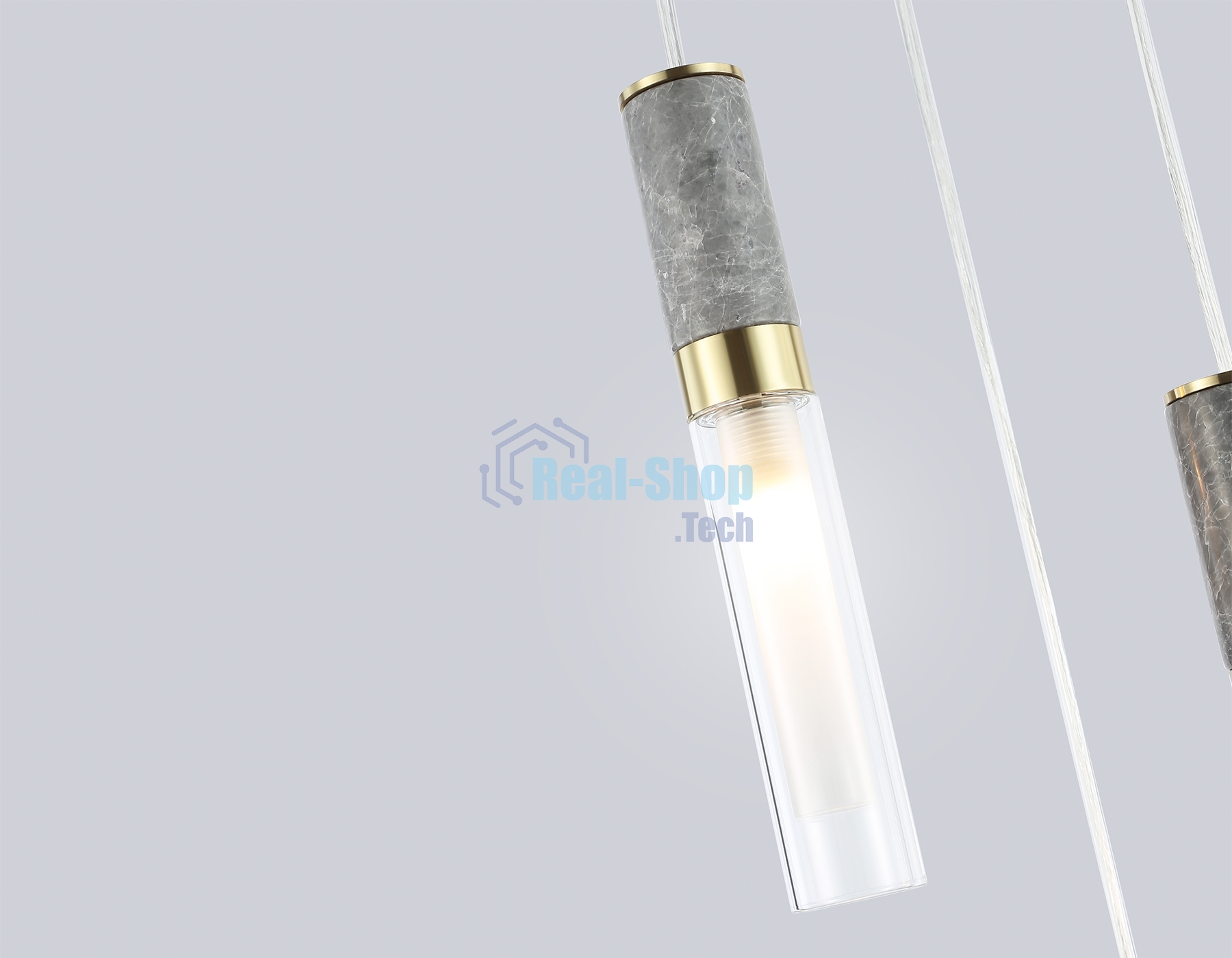 Подвесной светильник с мрамором LH53351/3 GD/CL/WH золото/прозрачный/белый G9*3 max 40W D200*2000