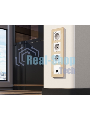 Комплект механизма компьютерной розетки ALFA Белый глянец RJ-45(8P8C) CAT6 с шторкой QUANT (AP1120, VM188) MA112010