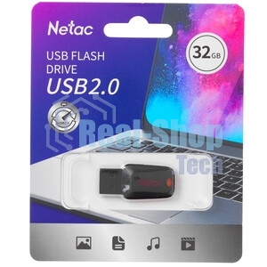 Флешка USB Netac U197 (NT03U197N-032G-20BK), 32Gb, USB 2.0, R/W 25/10, черный/красный