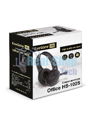 Гарнитура ExeGate Office HS-102S чёрный, проводная, 3.5 мм, накладные, регулятор громкости