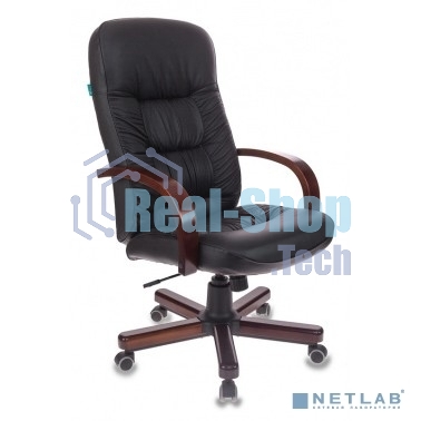 Кресло Бюрократ T-9908/WALNUT черный, кожа