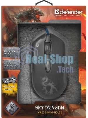 Мышь проводная Defender Sky Dragon GM-090L черный, 3200 dpi, USB, кнопки - 6
