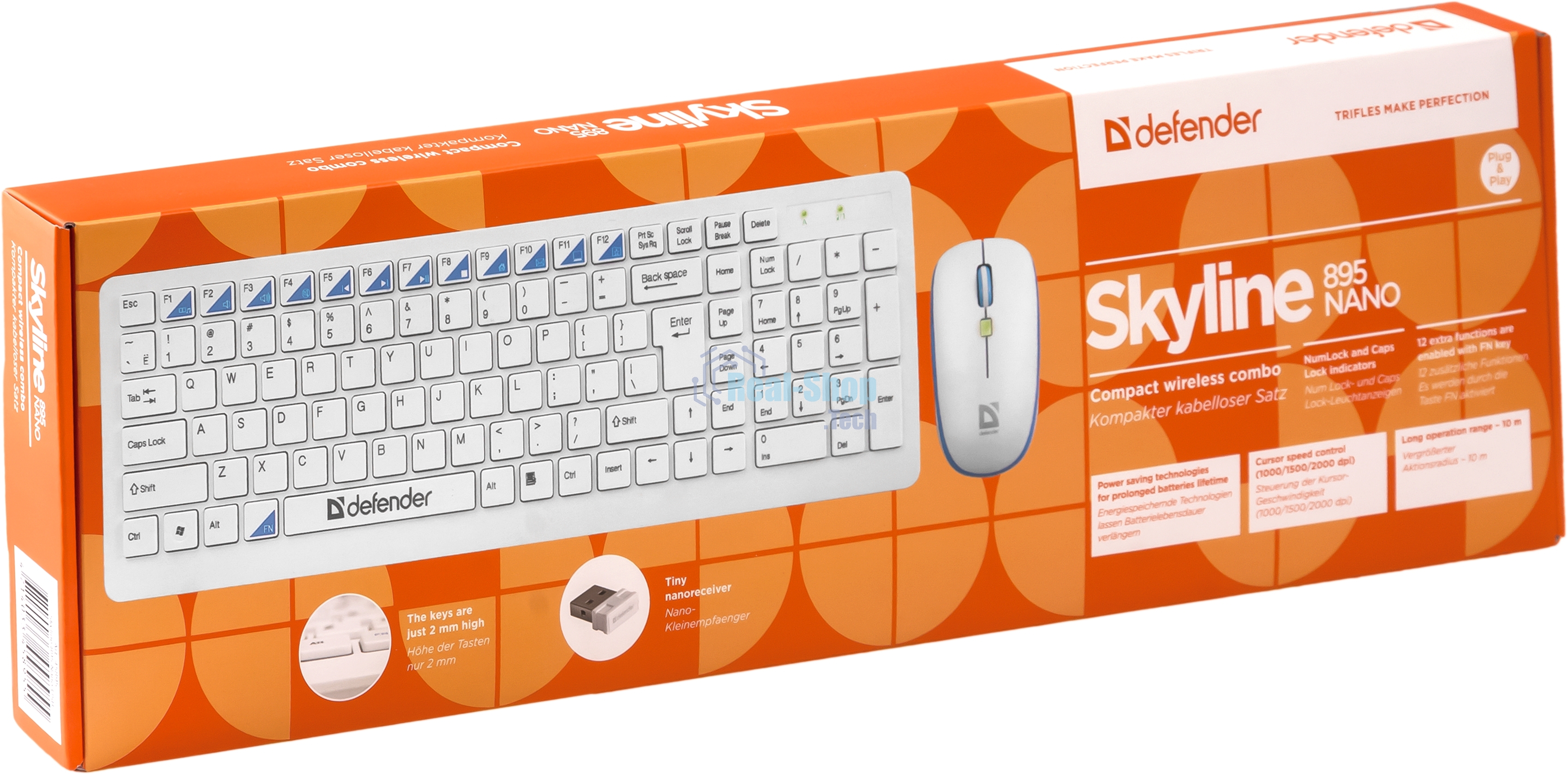 Комплект клавиатура+мышь Defender Skyline 895 беспроводной, USB, 2000 DPI, белый