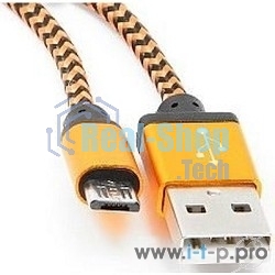Кабель Gembird USB 2.0 Cablexpert AM/microBM 5P, 1м, нейлоновая оплетка, алюминиевые разъемы, оранжевый, пакет