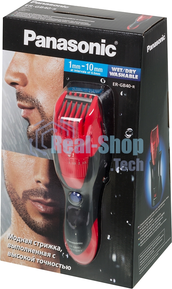 Машинка для стрижки Panasonic ER-GB40 красный (насадок в компл:1шт)