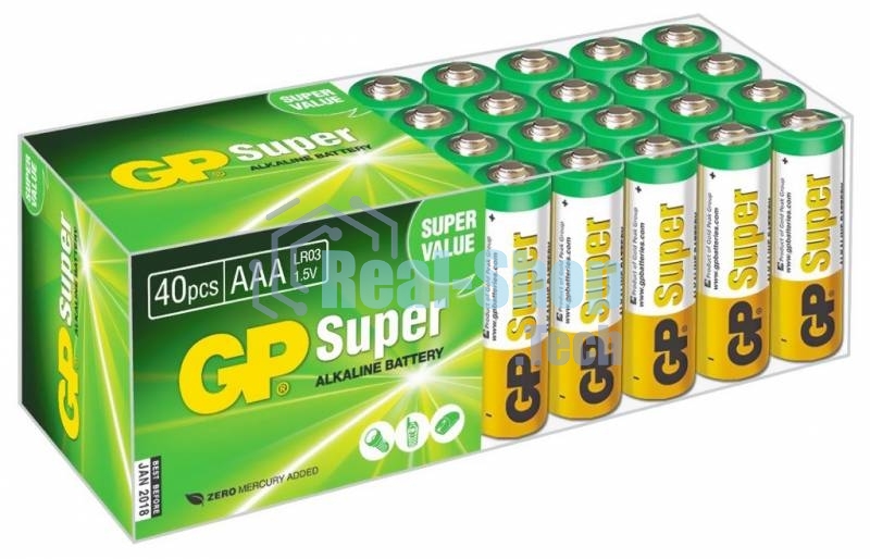 Алкалиновые батарейки GP Super Alkaline G-Tech 24А ААA - 40 шт. в пленке