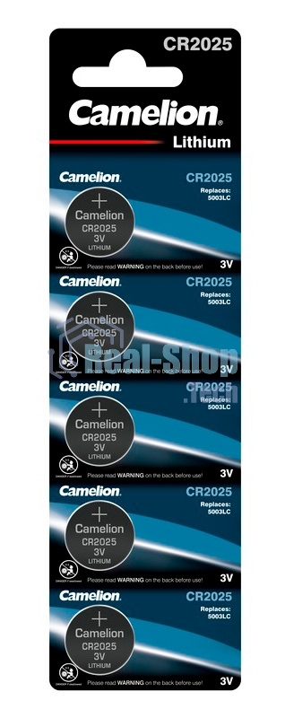 Элемент питания литиевый Camelion CR CR2025 BL-5 (блист.5шт)