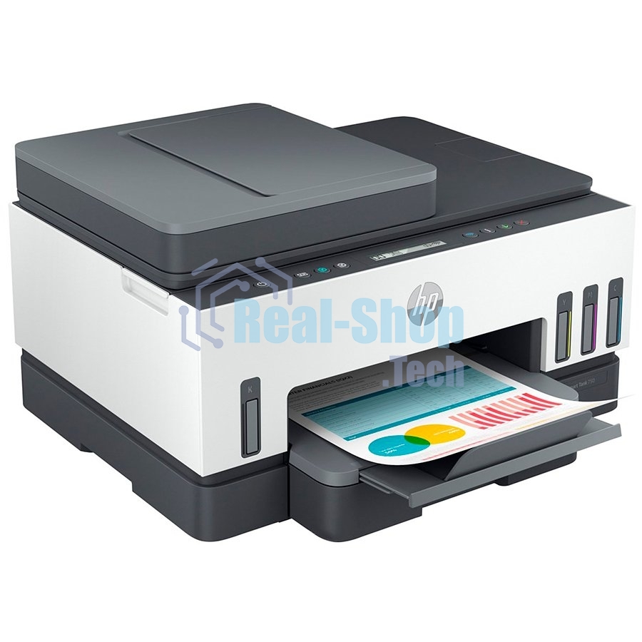 МФУ струйное HP Smart Tank 750 AiO, А4, цветной, печ. до 15/9 стр/мин., скан. до 8 стр/мин., 4800x1200 dpi (печ.), 1200x1200 dpi (скан.), Bluetooth, USB, Wi-Fi