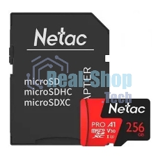Флеш Карта MicroSD card Netac P500 Extreme Pro 256Gb, retail version w/SD adapter