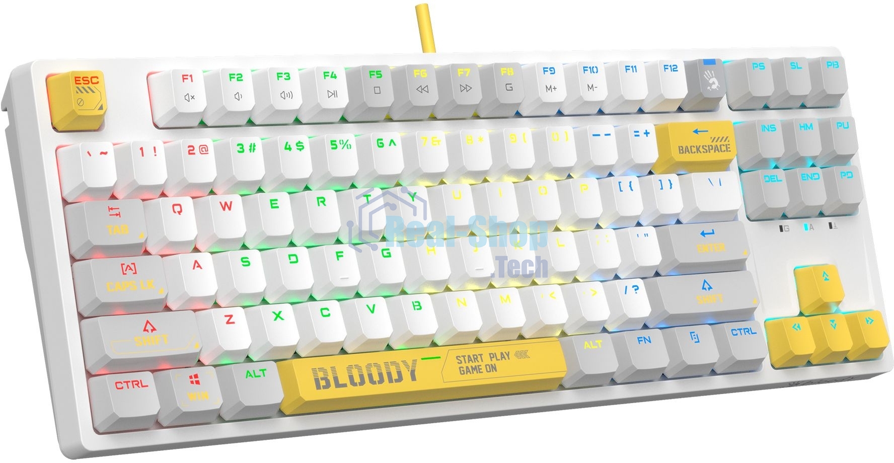 Клавиатура проводная A4Tech Bloody S87 Energy (S87 USB ENERGY WHITE) USB белый/желтый