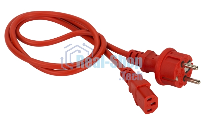 Шнур питания Lanmaster C13-Schuko прямая, 3х0.75, 220В, 10А, красный, 2 метра